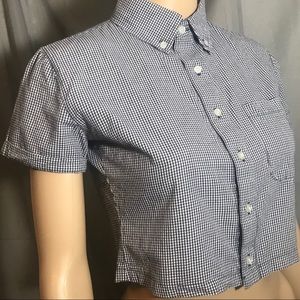 AMERICAN APPAREL Gingham Button Down Crop Top